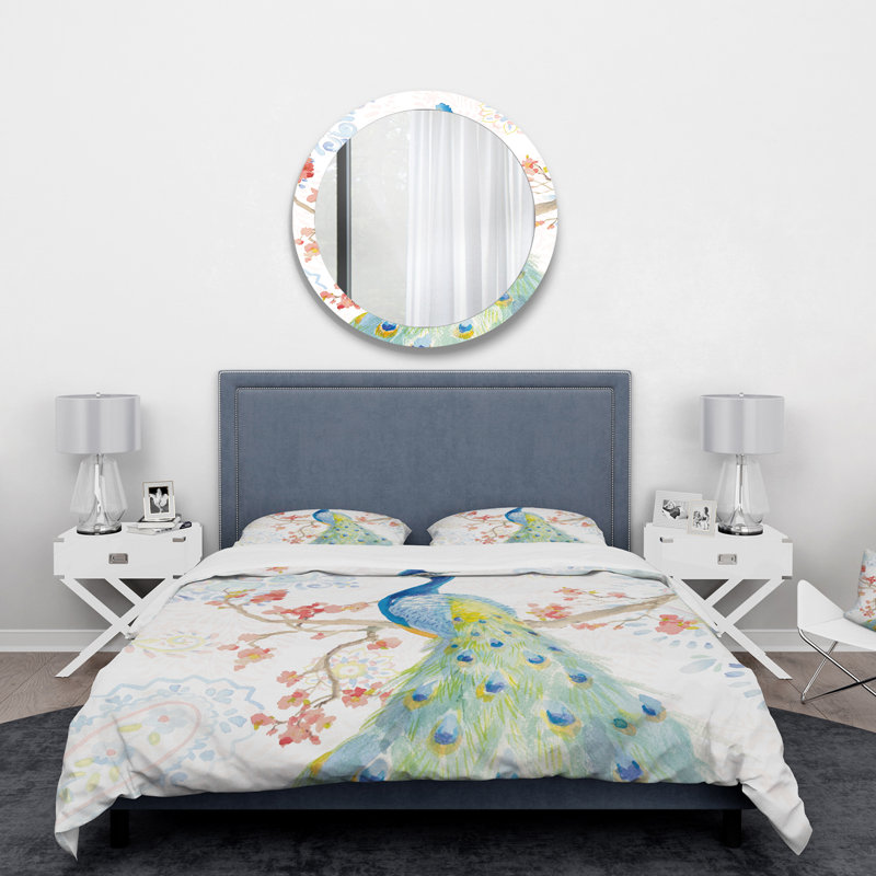 Twin Multicolor Peacock Microfiber Duvet Cover Set