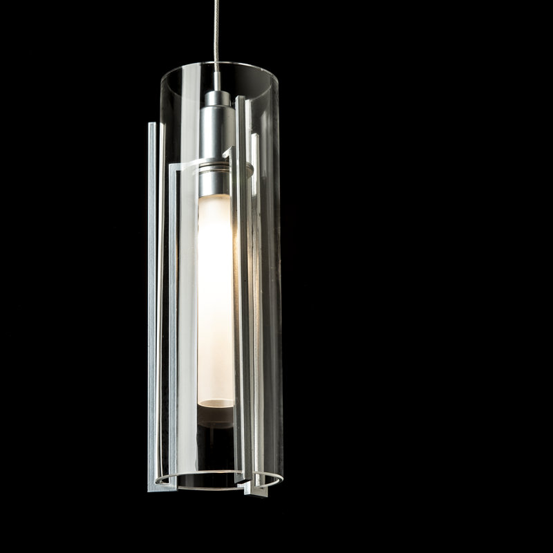Exos 1 - Light Single Cylinder Pendant, Clear, Sterling