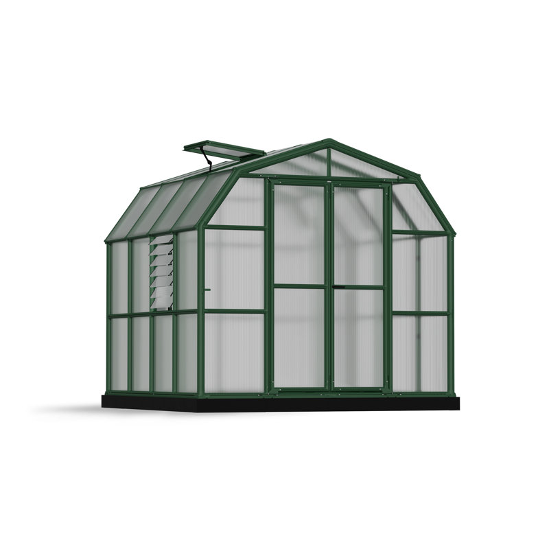 Palram - Canopia Prestige 2 - 8' W x 8' D Walk-In Hobby Twin Wall Polycarbonate Resin Frame Greenhouse with Starter Kit - Green