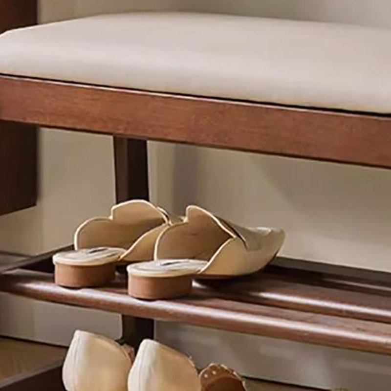 Banc de rangement pour chaussures 31,5 po, Beige / noyer foncé