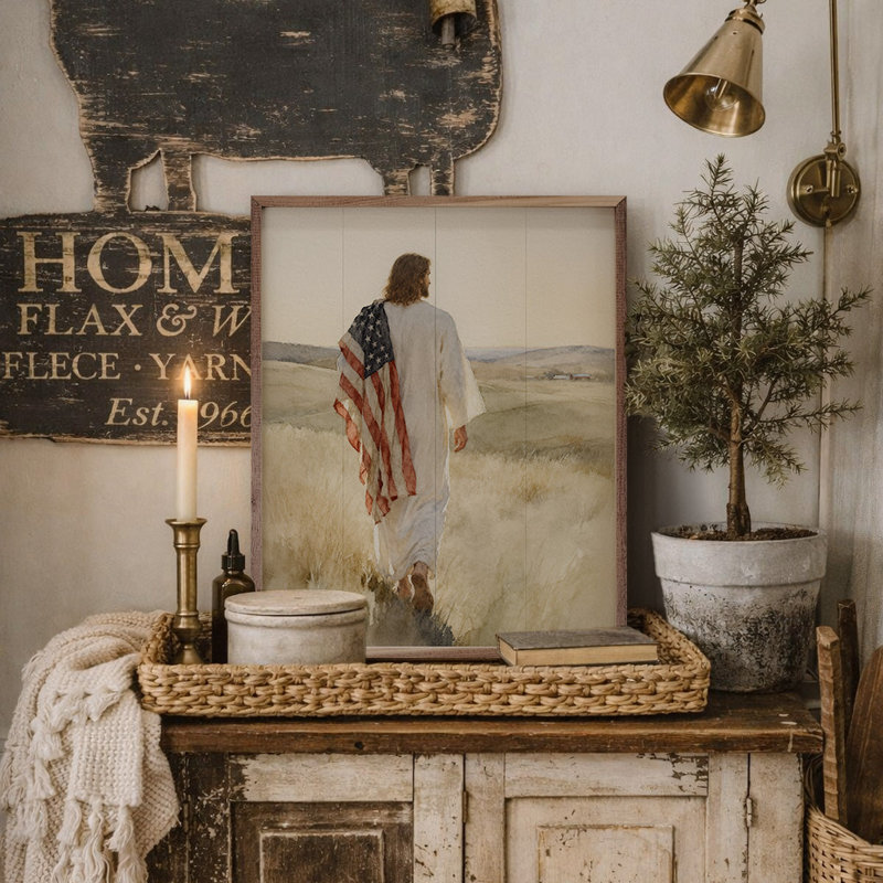 Jesus And The Flag, H 10 po x l 8 po