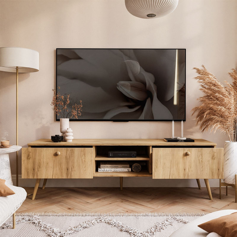 Connerville TV Stand for TVs up to 65", Gold Craft Oak
