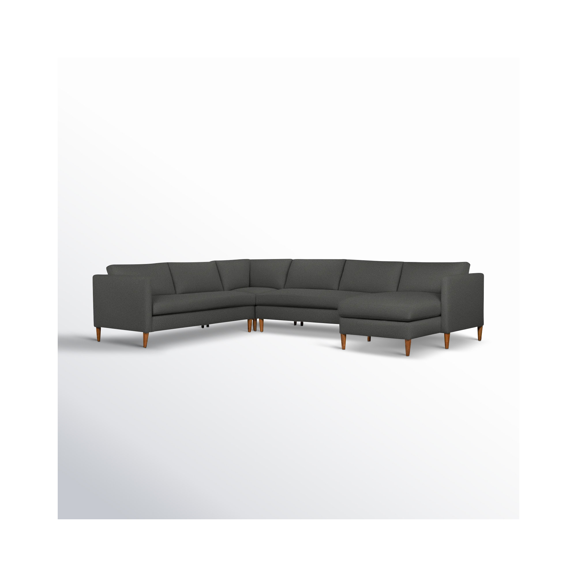 Clifford 4-Piece Upholstered Custom Sectional, Davis Smoke Bouclé, Right Hand Facing