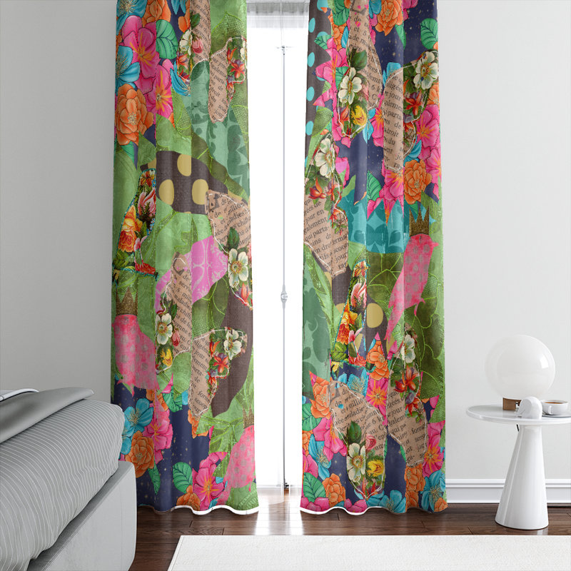 Panneaux de rideaux semi-transparents à motif floral, l 20 po x L 82 po