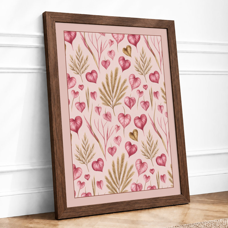 Hearts Botanical - Framed Print, Walnut, A3 - 42.0 x 29.7 cm