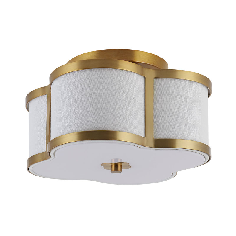 Plafonnier encastré classique en métal à motif quadrilobe Serin, Laiton doré, H 7,75 po x l 13 po x P 13 po