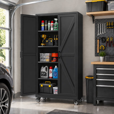 72" Tall Rolling Metal Storage Cabinet with Wheels, Heavy Duty Wide Deep White Tool Cabinet with Adjustable Shelves for Garage, Home, Office & Shop