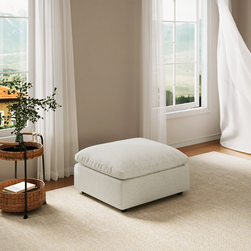 Canapé avec repose-pieds Cloud, Crème, crème