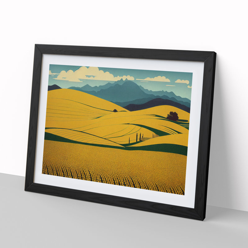 Mesmerising Wheat Field 1 Piece Single Picture Frame Painting, 34cm H x 46cm W x 2cm D, Black