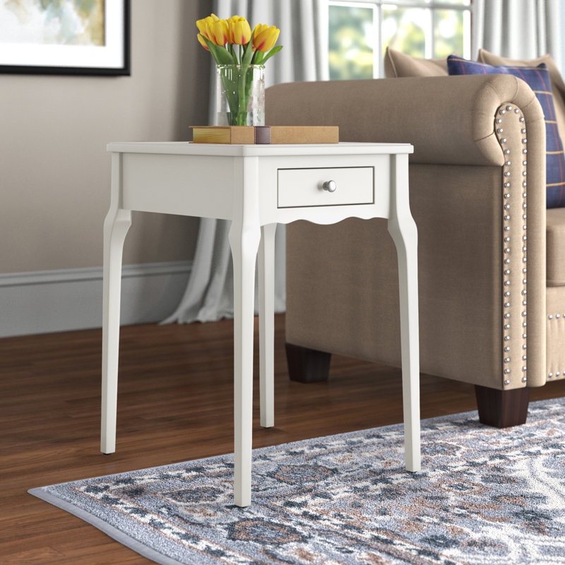 Pinckney End Table with Storage, White