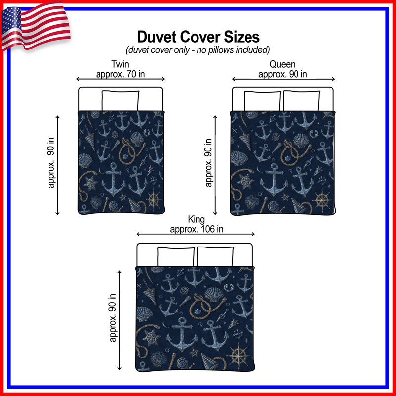Nautical Anchor Pattern Duvet Covers, Twin