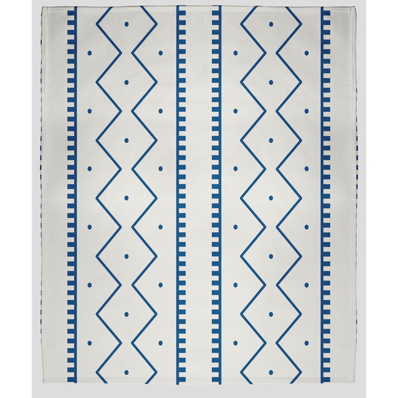 Couverture en molleton Mudcloth, L 30 po x L 40 po, Bleu cobalt foncé