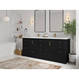 Alys 84" W Double Bathroom Vanity Set (Knobs Option)