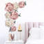 2Pcs pivoine rose fleurs autocollant mural, autocollants muraux amovibles pelez et collez pour canapé fond salon chambre cuisine chambre de bébé décorations