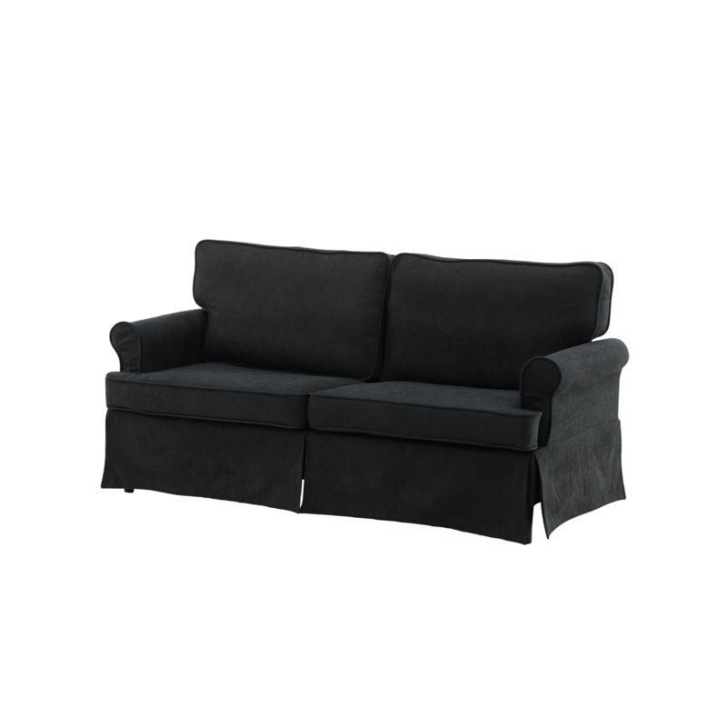 Renae 2 Seater Cotton Sofa, Black