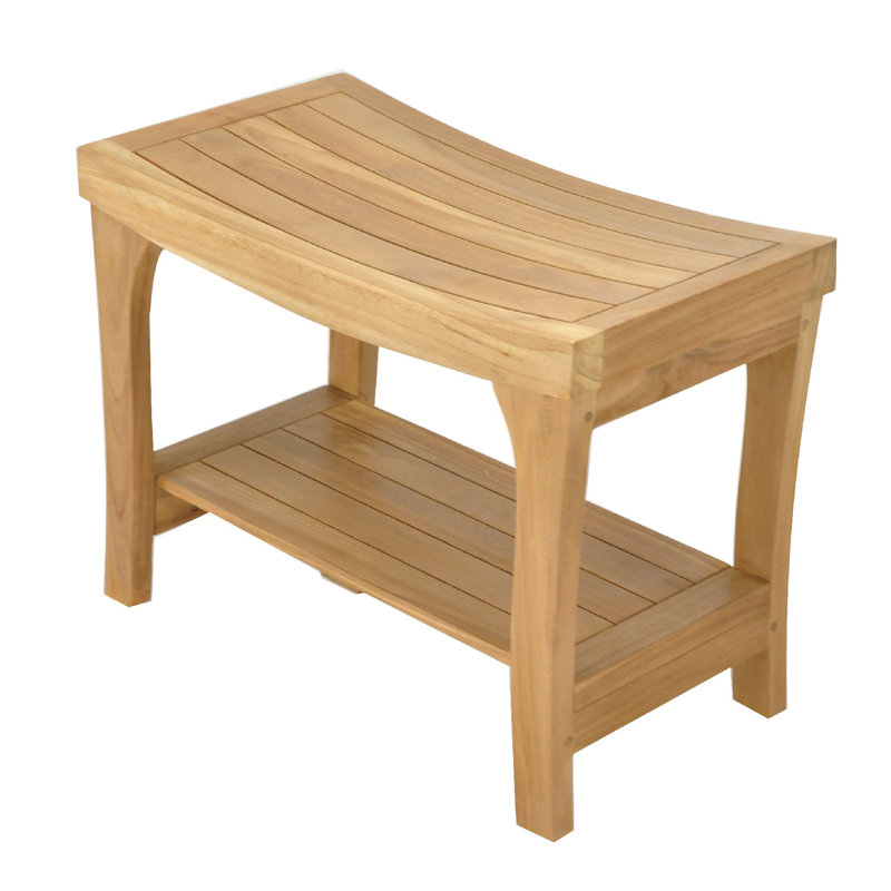 Spateak Grade-A Teak Wood Brisbane Shower Seat 24" Outdoor Patio Stool Bench