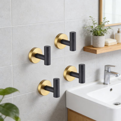 Crochets muraux robustes en acier inoxydable, crochets anti-rouille pour salle de bain et peignoirs de qualité supérieure pour hôtel et maison, paquet de 4