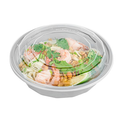 Restaurantware-Asporto 24 Ounce Round Take Out Containers, 100 Food Containers With Lids - Microwavable, Disposable, Silver Plastic To Go Boxes For Food, No BPA, For Take Out And Delivery