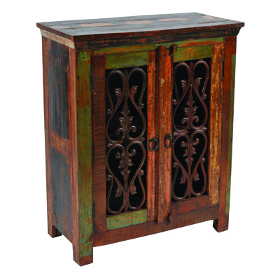 Harod 2-door Iron Sideboard With Multi-color Finish On Solid Wood