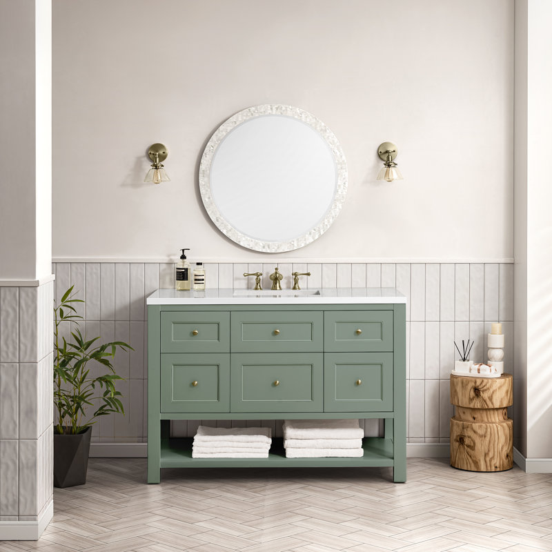 Breckenridge 48'' W Single Vanity, Smokey Celadon, 8" Widespread, White Zeus