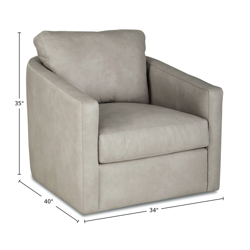 Mccoy Barrel Chair, Gray Brown Genuine Leather