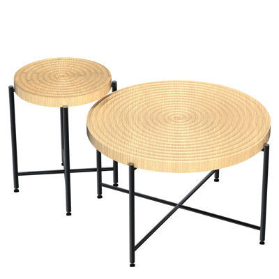 2 Table - Waterproof And Cover. Distressed Cylindrical Style. Black Metal Legs. Appropriate Dimensions For Interiors. Diverse Color Choices. Stylish. Rustic Vibe Bedrooms Coffee End  2  & . Shape.