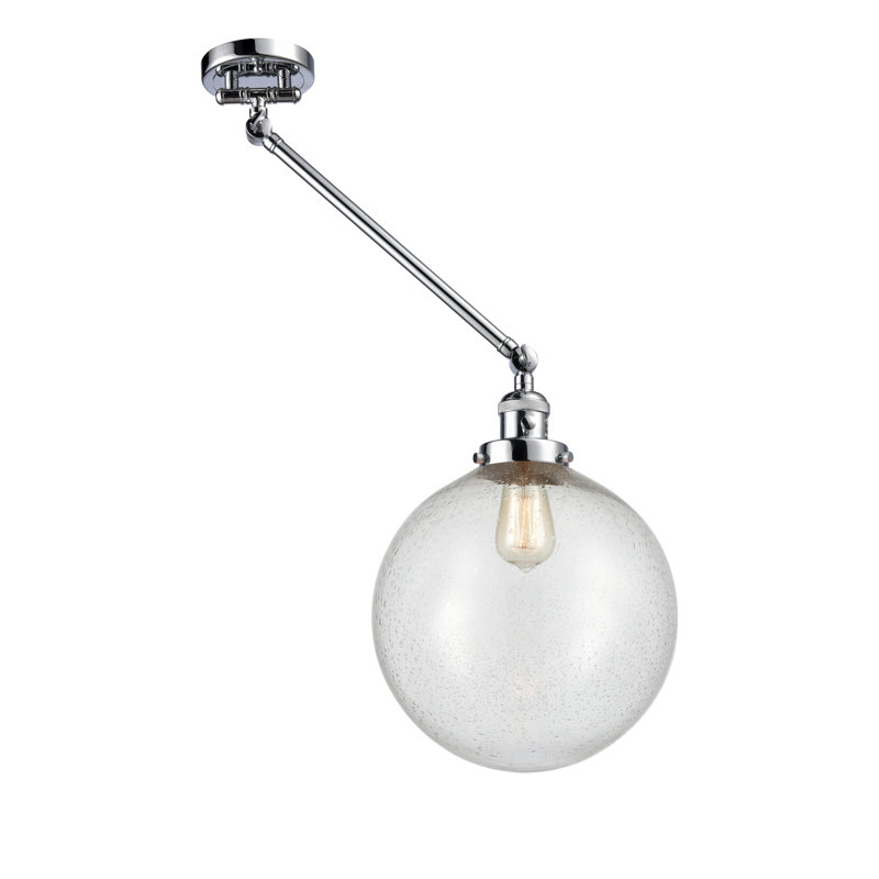 Bras articulé à 1 lumière à intensité variable Antsje, Ampoule incandescente rétro de 60 watts, Transparent, Chrome poli