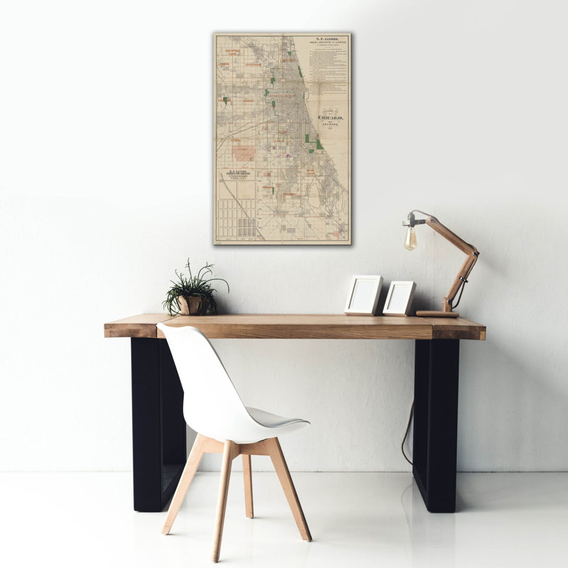  «Chicago 1889 Map» par Wild Apple Portfolio, art mural sur toile, 26 po x 40 po, H 40 po x l 26 po