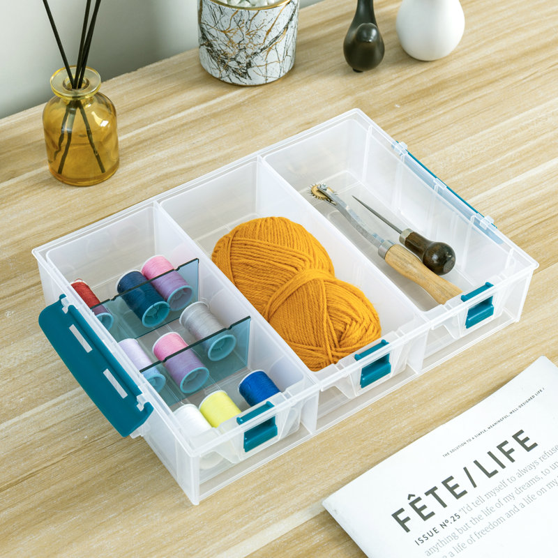 Blue Arts and Crafts Supplies Accessories Organizer, 1 Tier without Lid