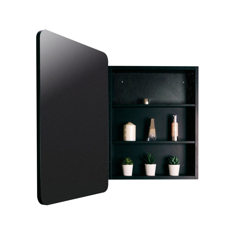 Raff W H Medicine Cabinet Mirror, Black, 28.05" H x 20.05" W x 4.95" D