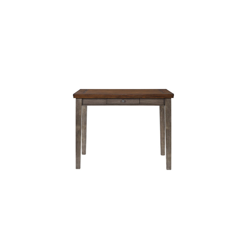 Table de salle à manger grise bicolore à hauteur de comptoir avec 4 tiroirs