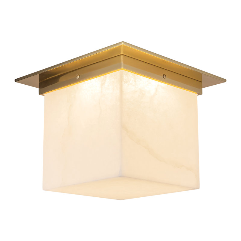 Mineral 11-in Brass Flush Mount, Brass, Alabaster