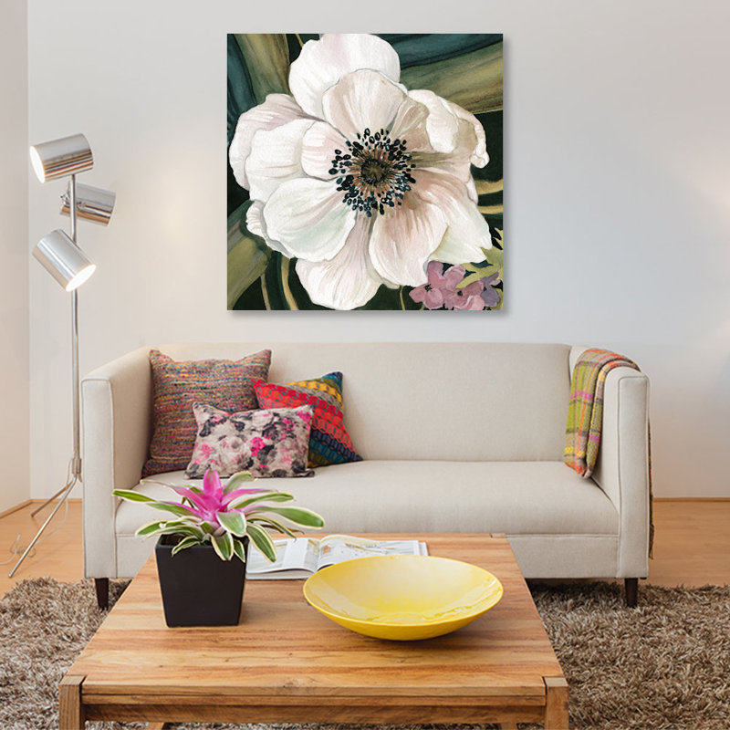 « anemone study iv », reproduction sur toile tendue, H 12 po x l 12 po x P 0,75 po, Pas de tapis, Toile tendue