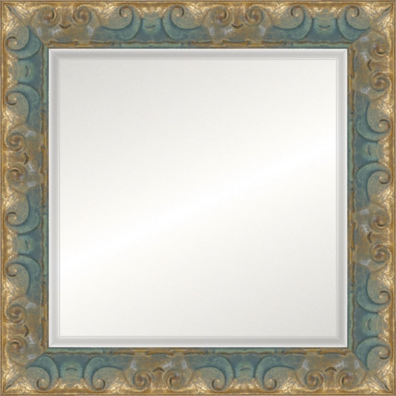 Decorative Distressed Mirror, Non-Beveled, Square 15.75" x 15.75"