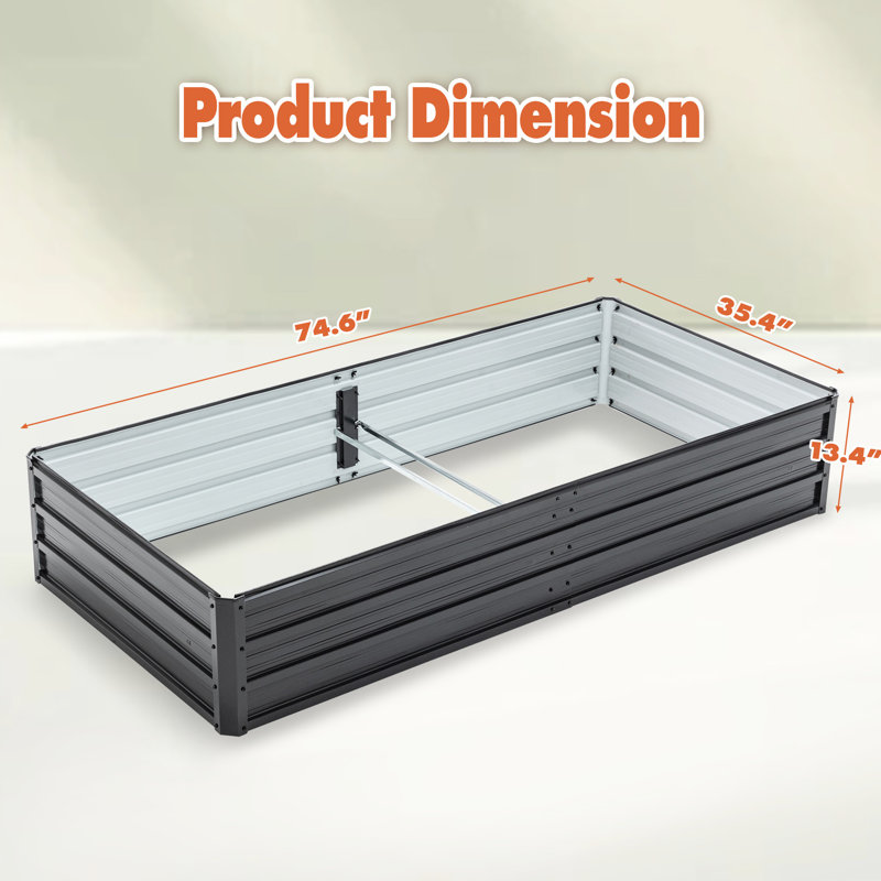 6 - Foot, Galvanized, Raised Bed, Black, Outdoor, Planter, Succulents, Vegetables, Weather , Baking Varnish Foot Long Galvanized Black Outdoor Container For Vegetables And Rust Design