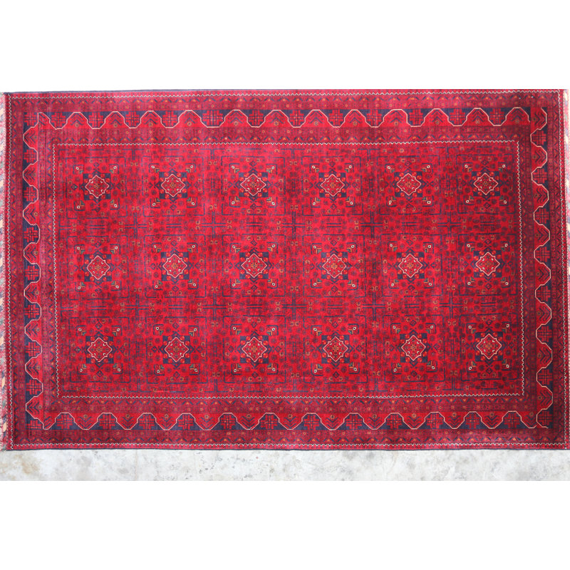 Afghan Handmade Wool Oriental Area Rug, Rectangle 6'6" x 10'1"