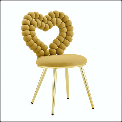 Fauteuil d'appoint capitonné en velours jaune