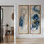 Cercle bleu et or abstrait – Ensemble de 2 impressions murales encadrées sur toile 60 po x 20 po x 2-134739307-134739303