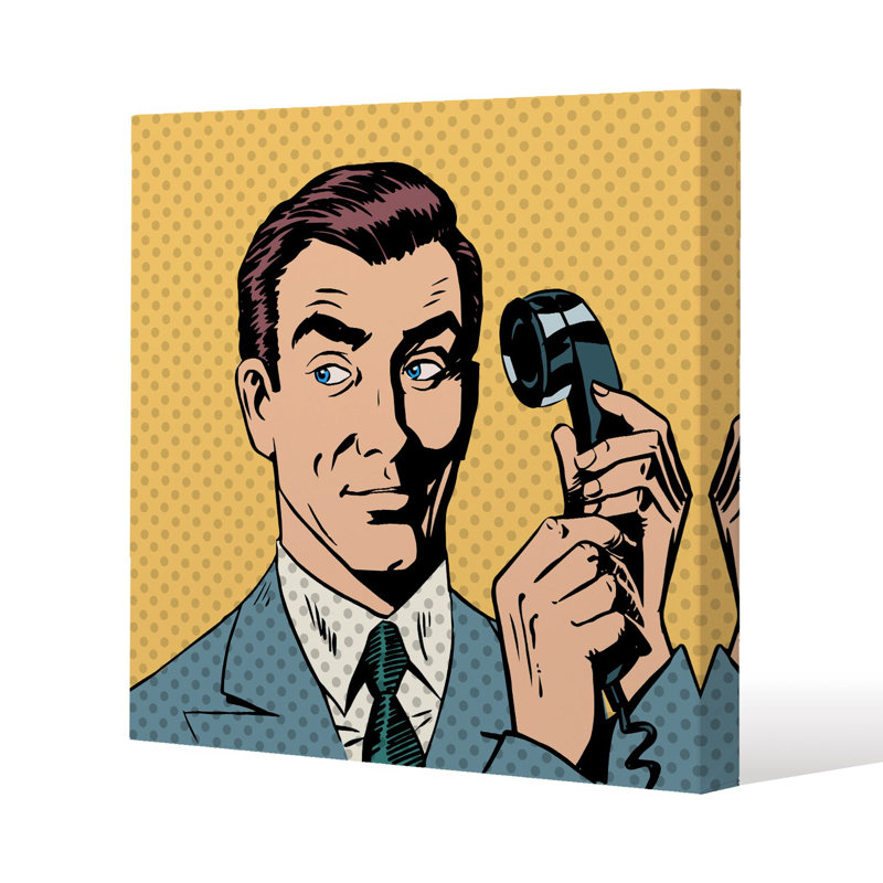 phone style pop art retro Slim Style Canvas Print, 15mm Slim Real wood., 30 cm H x 30 cm W