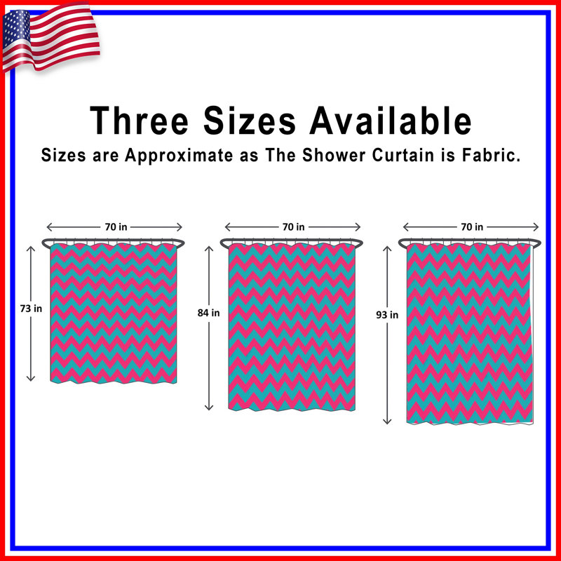 Pink Blue Zigzag Shower Curtains Extra Long, 70in W x 84in H