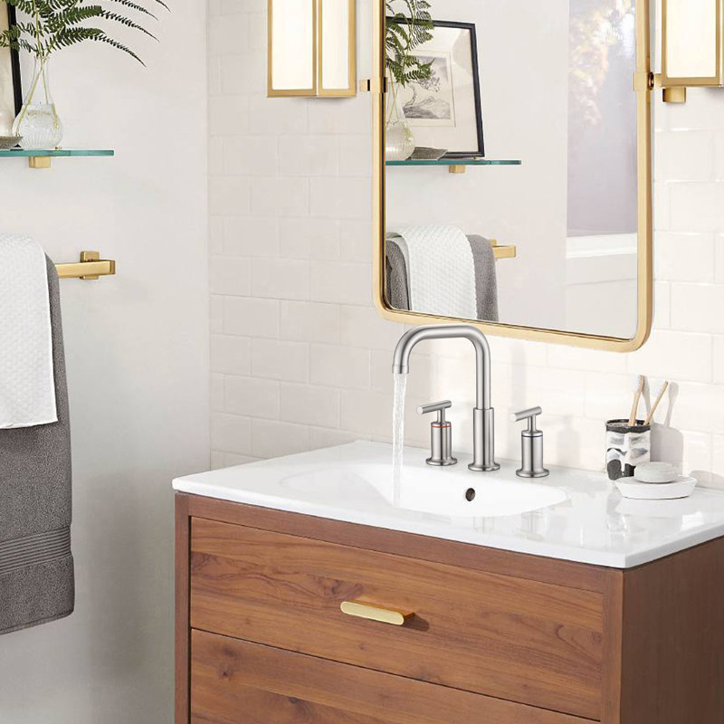 Widespread 2-handle Bathroom Faucet with Drain Assembly, Brushed Nickel
