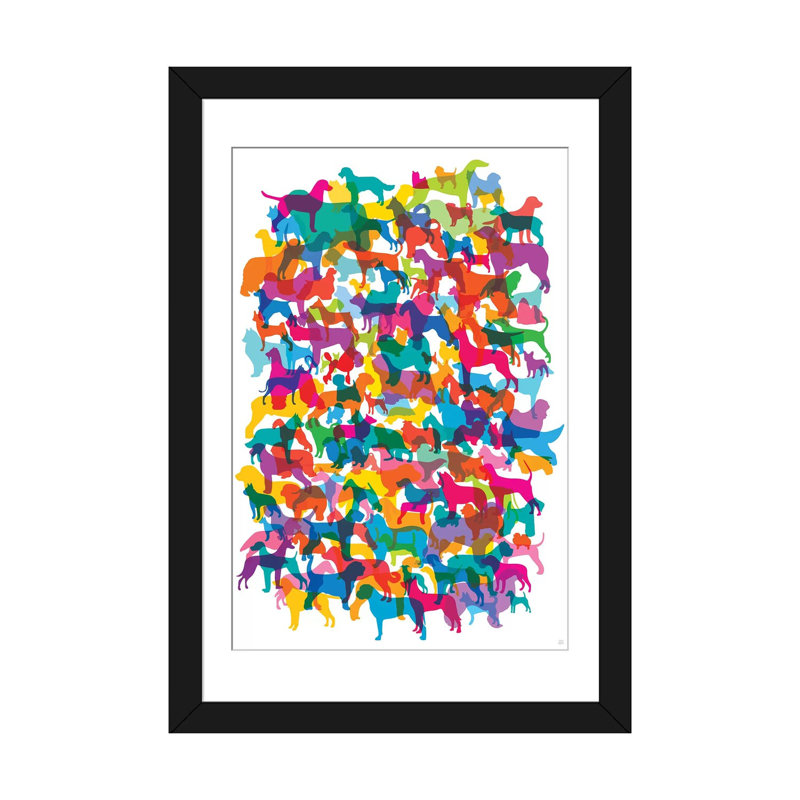 « dogs i » par yoni alter, reproduction d’impression sur toile, Papier avec cadre noir, Blanc, H 32 po x l 24 po x P 1 po