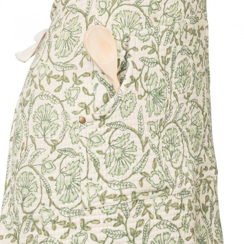 Green And White Floral Apron