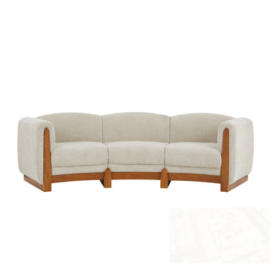 Curved Boucle Hester with Wood Frame and Comfortable Cushions