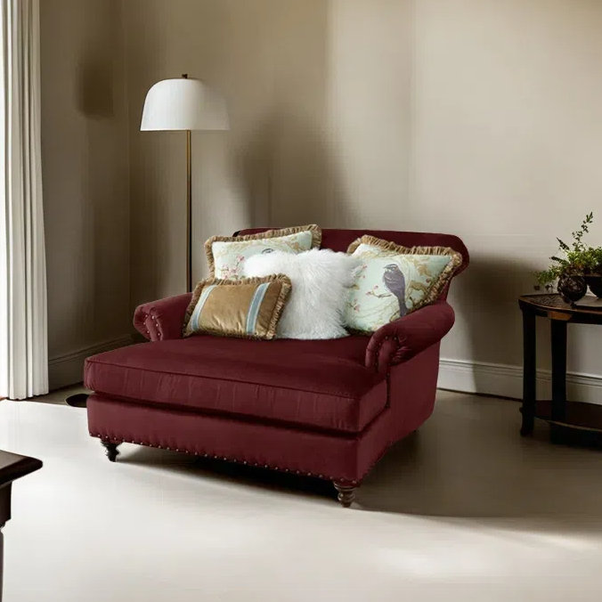 Chaise longue en flanelle élégante et décontractée, Rouge vin