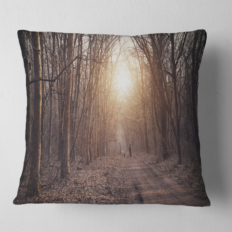 Forest Forest Wayway View at Sunset - Coussin imprimé Forest, 16 po x 1 po, Coussin décoratif