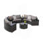 Ensemble de canapé d'extérieur modulaire demi-lune 11 pièces avec table basse ronde en verre trempé-43784821