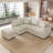 82.6" L-shaped Sectional Pull Out Sofa Bed Sleeper Sofa with Two USB Ports, Two Power Sockets and a Movable Storage Ottoman, Beige