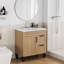 Ensemble de meuble-lavabo 31,5 po avec lavabo combiné, 1 porte et 2 tiroirs, poignée en métal noir, charnière à fermeture en douceur, lavabo en céramique