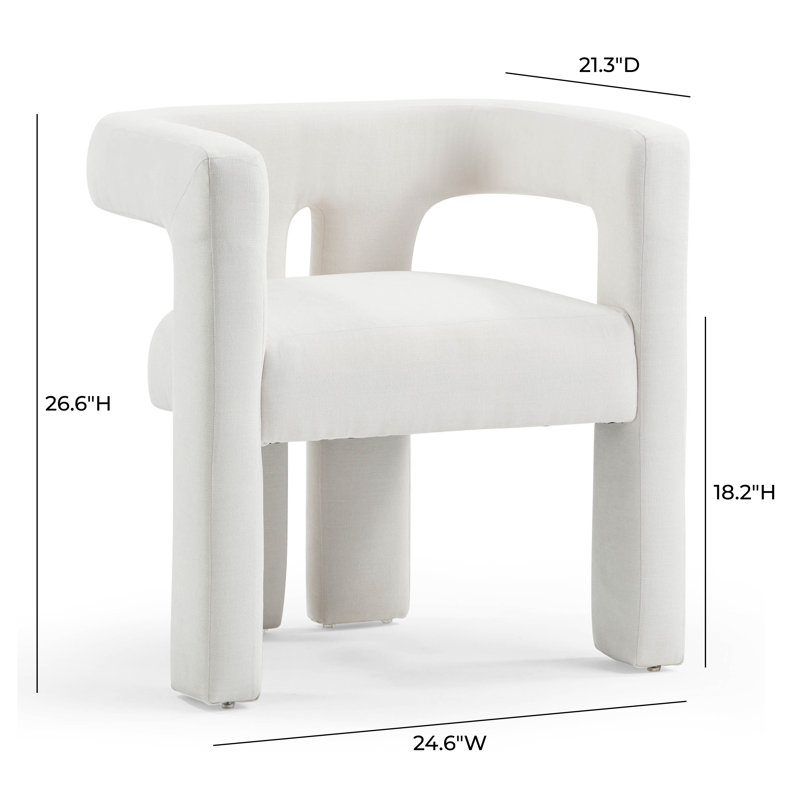 Handcrafted White Velvet Barrel Arm Chair